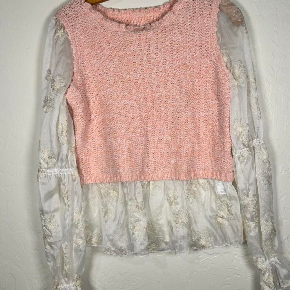 Anthropologie Women's Pink and Orange Blouse
